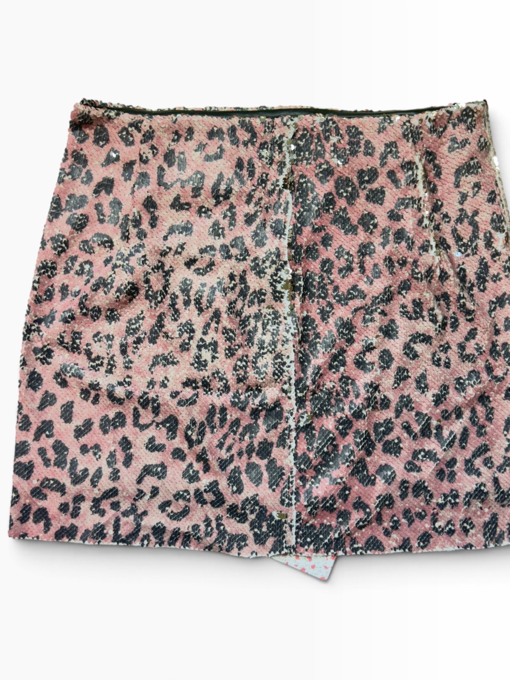 FREE PEOPLE PINK CHEETAH SEQUIN MINI SKIRT - NWT! - Picture 4 of 7